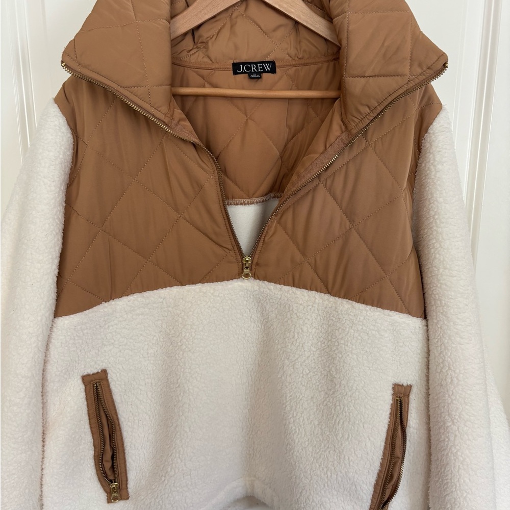 J. Crew Women's Brown and Cream Teddy Jacket